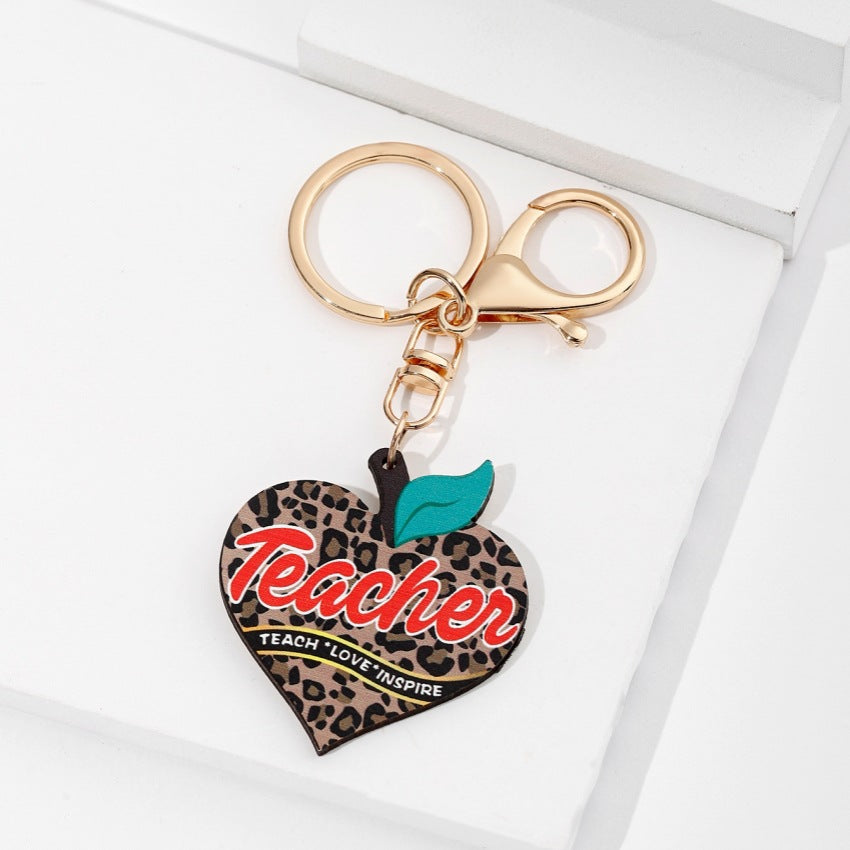 Wholesale Teacher's Day TEACHER Apple Wood Key Chain